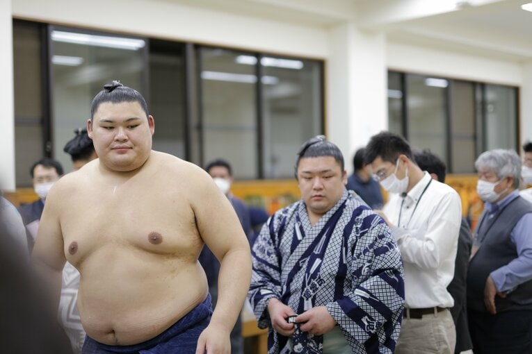 支度部屋での大の里　©Kiichi Matsumoto/JMPA