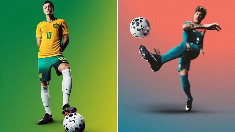 9位オーストラリア／Away（写真右）「英紙はワースト？　センスないな」（写真=オーストラリアサッカー連盟より）