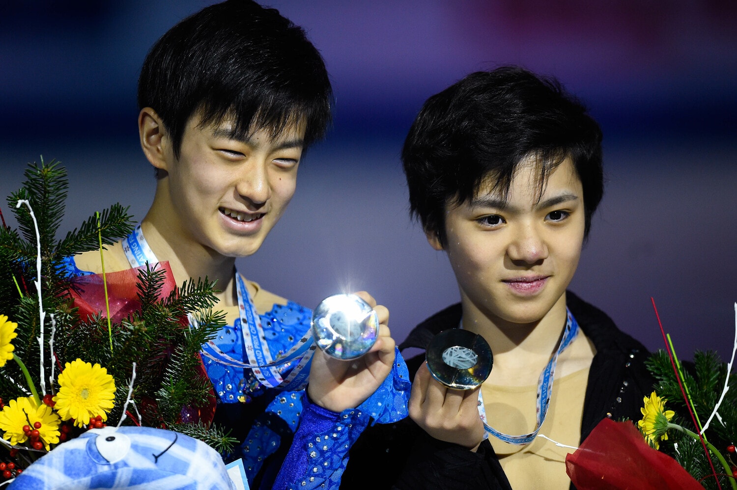 2014年のバルセロナGPファイナルで1位、2位となった際の宇野と山本　©Getty Images