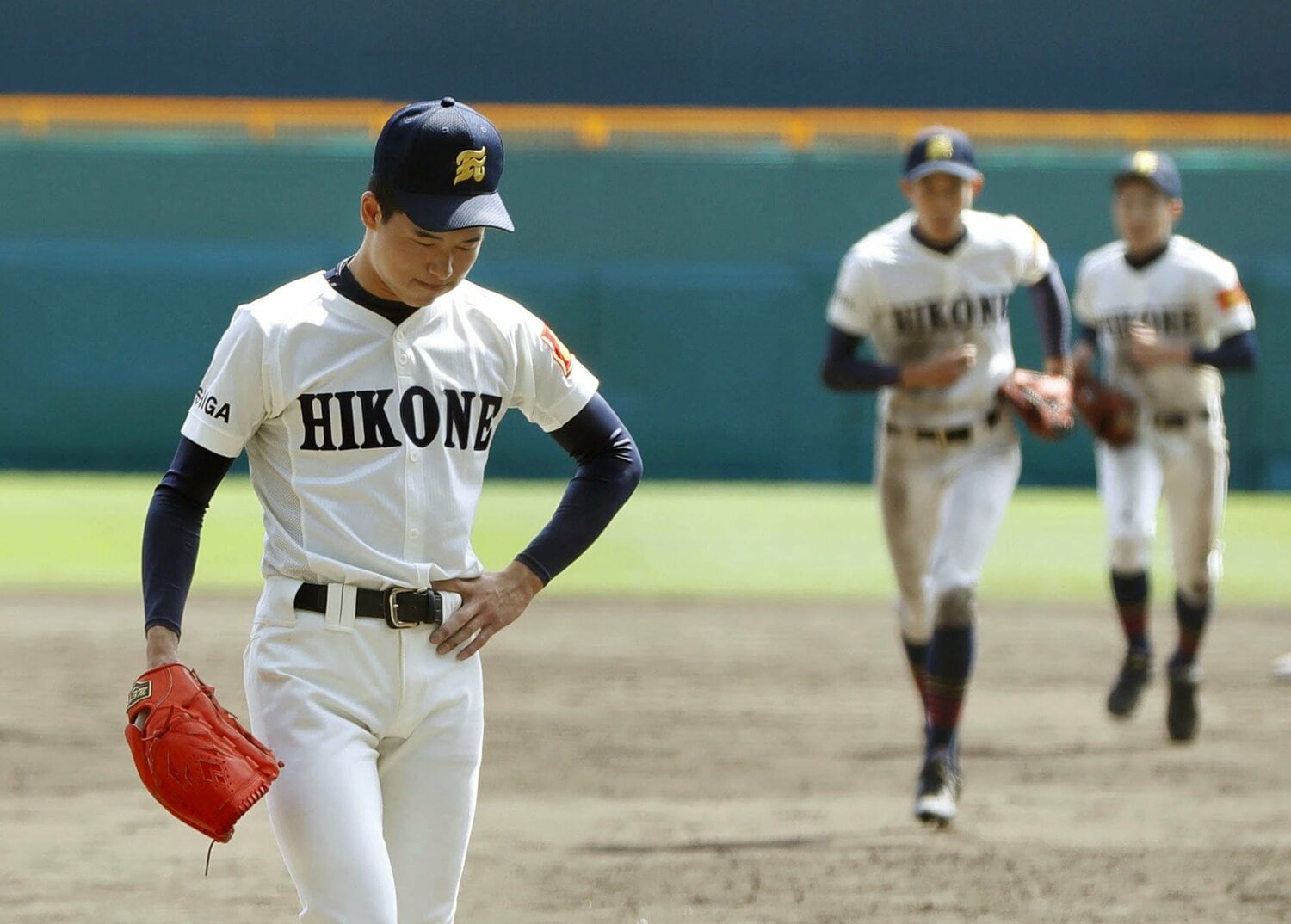 2018年のセンバツ甲子園。花巻東を相手に9回までノーノーに抑えるも、10回裏にサヨナラ負けを喫した増居 ©KYODO