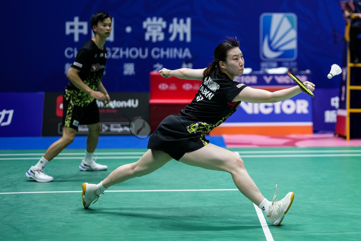 アジア大会での渡辺・東野。決勝では惜しくも敗れたが、銀メダルを獲得した　©Getty Images