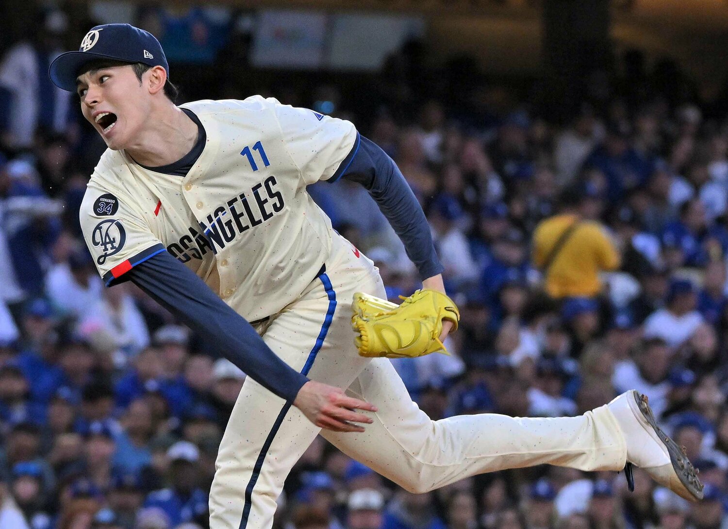 4月27日のパイレーツ戦では5回3分の2を投げて5安打3失点の粘投　©JIJI PRESS