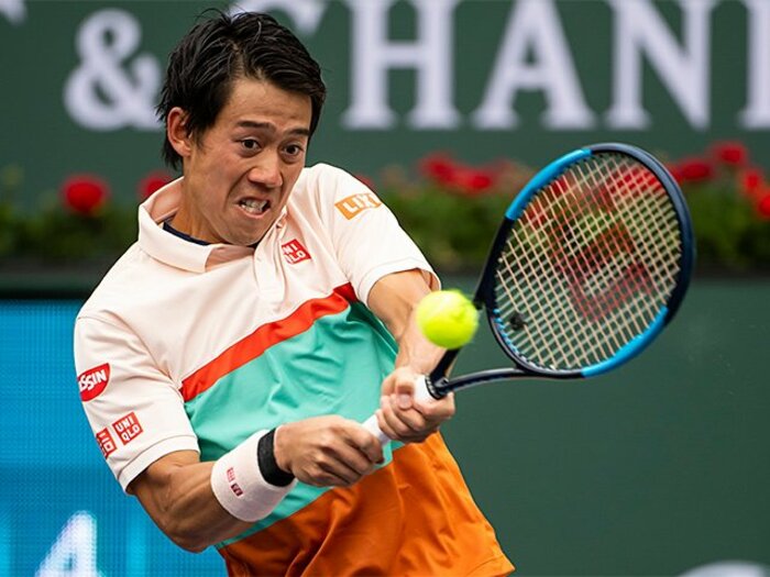 錦織圭が珍しい髪型で初戦に勝利。ギリギリの試合、冗談交じりの会見。＜Number Web＞ photograph by Getty Images