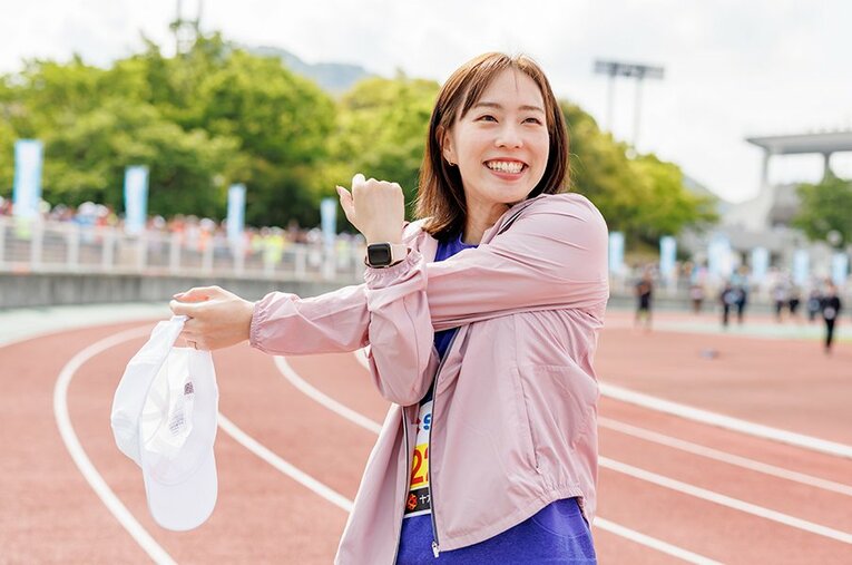 ぎふ清流ハーフマラソン（4/26開催）に参加した石川佳純さん ／ photograph by Kiichi Matsumoto