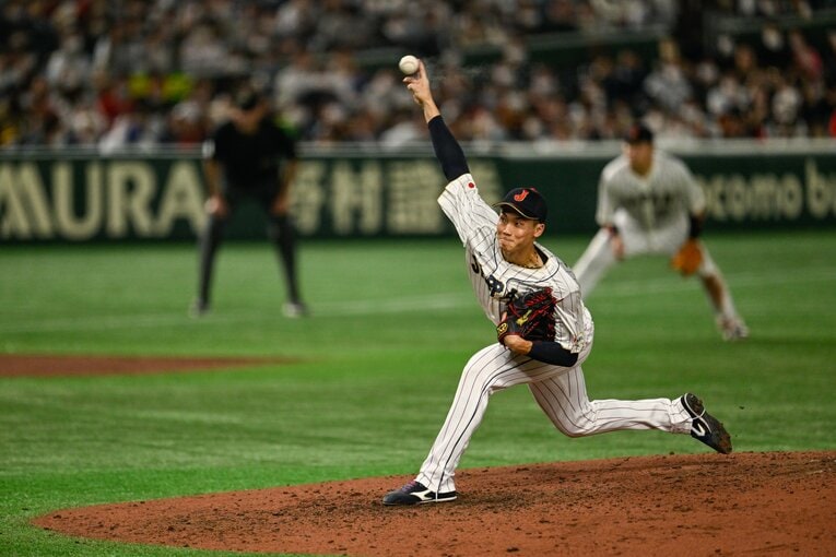 WBCで力投する湯浅。高校時代からは考えられないほどの成長を遂げたが…　©Nanae Suzuki