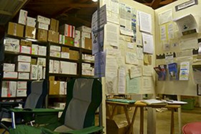 ハイカーズ・ヘブンには至るところにトレイルの情報が。 