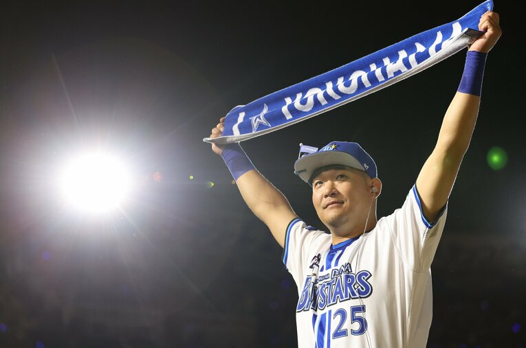 DeNAに復帰し早々に活躍を見せている筒香。FAには消極的だったという高田氏も「筒香は別」とその存在感に太鼓判を押す ／ photograph by JIJI PRESS