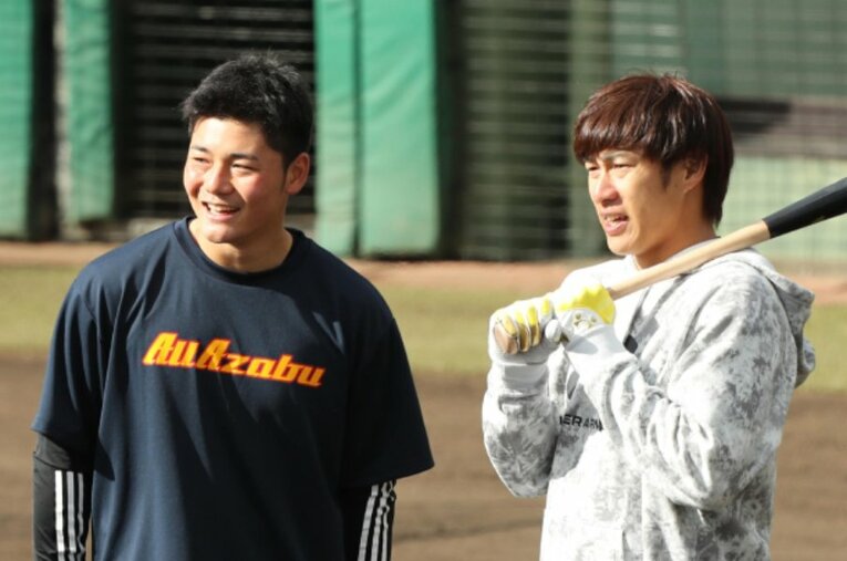 佐賀県嬉野市で合同自主トレを行ったソフトバンク柳田と日本ハム清宮 ／ photograph by Sankei Shimbun