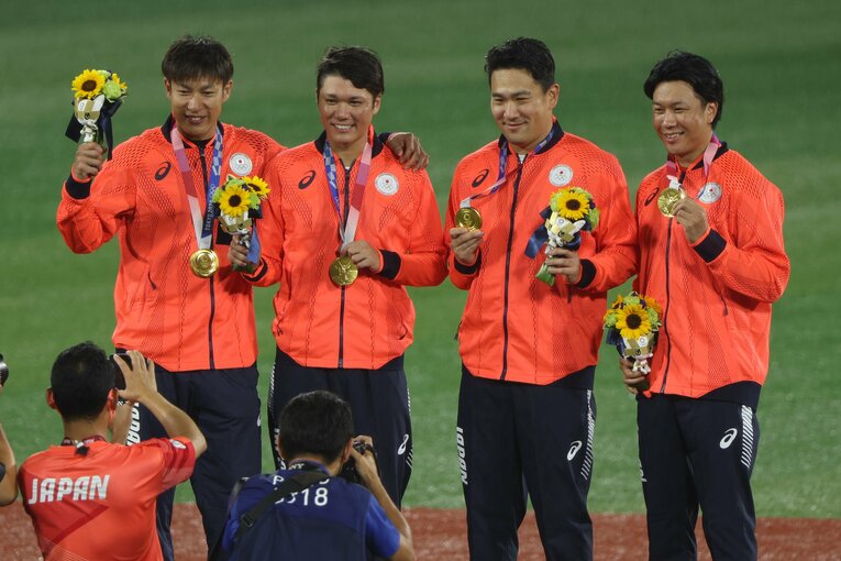 東京五輪メンバーに選出された“88年世代”。左から柳田、坂本、田中、大野