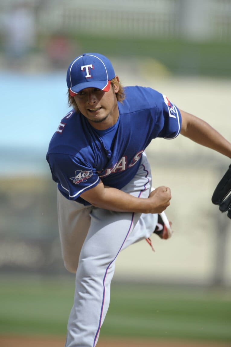 レンジャーズ時代のダルビッシュ。2015年に手術を受け「復帰して1、2年は普通じゃない状態になる」と経験を語った　©Naoya Sanuki