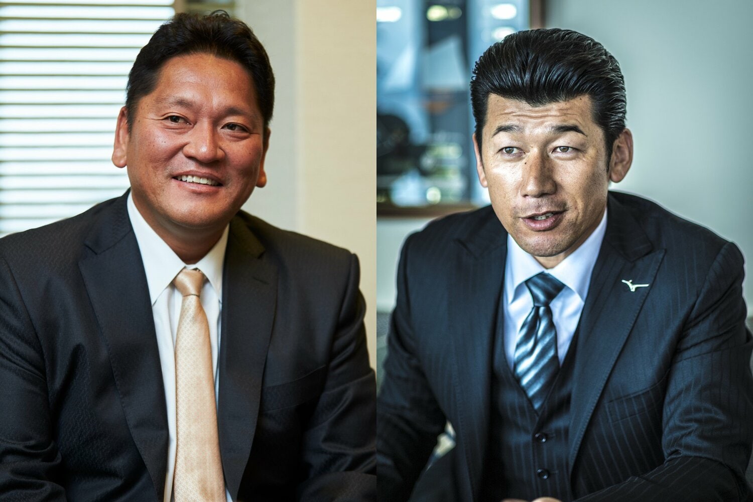 中央競馬の馬主資格を持つ佐々木主浩さんと横浜の三浦大輔監督　©Tadashi Shirasawa／Takuya Sugiyama