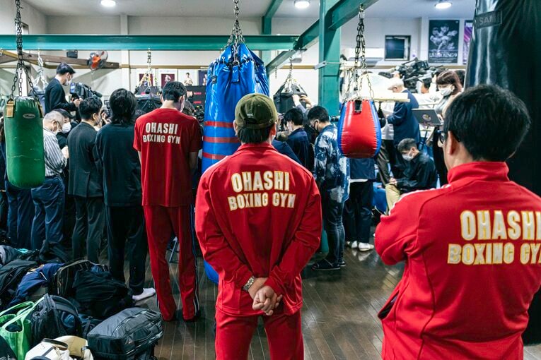 公開練習を視察する井上尚弥陣営　©︎Takuya Sugiyama