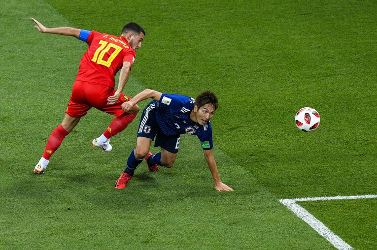 ロシアW杯ベルギー戦の原口　©Takuya Sugiyama/JMPA