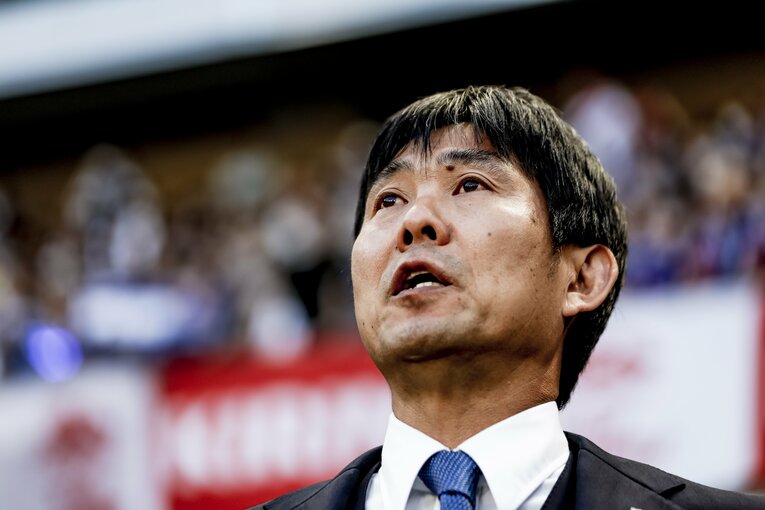 ペルー戦試合前の森保一監督　©Kiichi Matsumoto