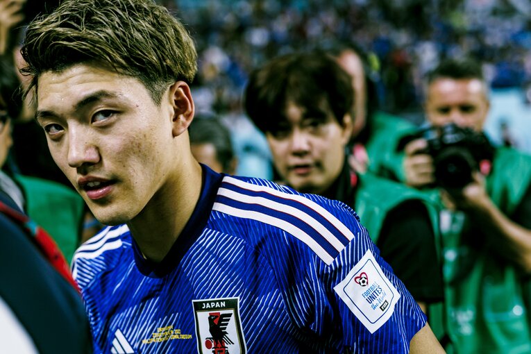 試合後の堂安　©Kiichi Matsumoto/JMPA