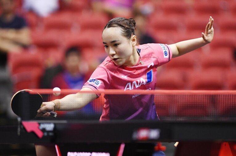 パリ五輪シングルス代表の選考レースで現在、3番手につける伊藤美誠。今大会から世界ランキングではなく、国内独自のポイントシステムで選考が行われている ／ photograph by Itaru Chiba
