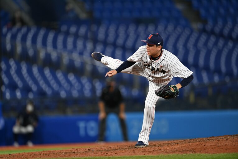 侍ジャパンのクローザーを任されている栗林　(C)Naoya Sanuki/JMPA