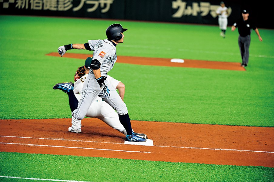 <進化を続けたイチロー>ラストプレー「3.78」。走力は最後まで伸びていた。<Number Web> photograph by Naoya Sanuki