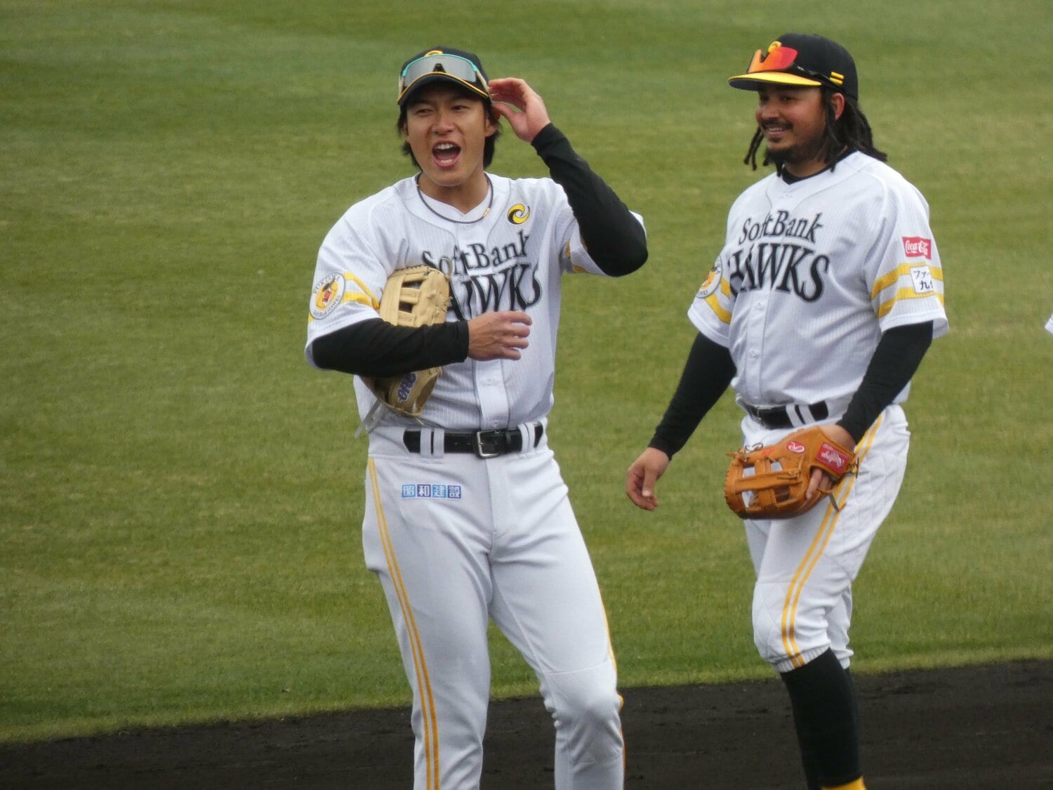 今年の春季キャンプで声を出す柳田 ©Kotaro Tajiri