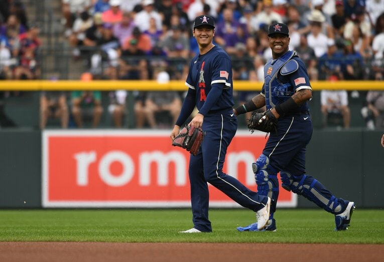 大谷とペレス（右）、2人合わせて昨季は94本の本塁打を放った　©Getty Images