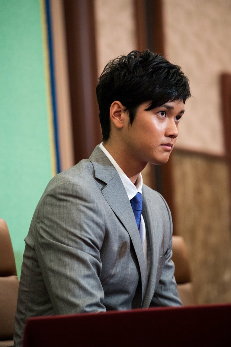 プロ5年目（2017年）の大谷翔平。メジャー挑戦を発表　©BUNGEISHUNJU