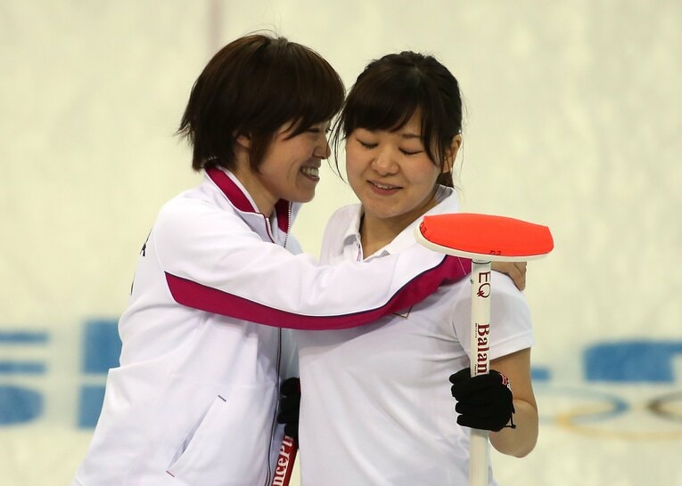 2014年ソチ五輪で。吉田知那美と　©Getty Images