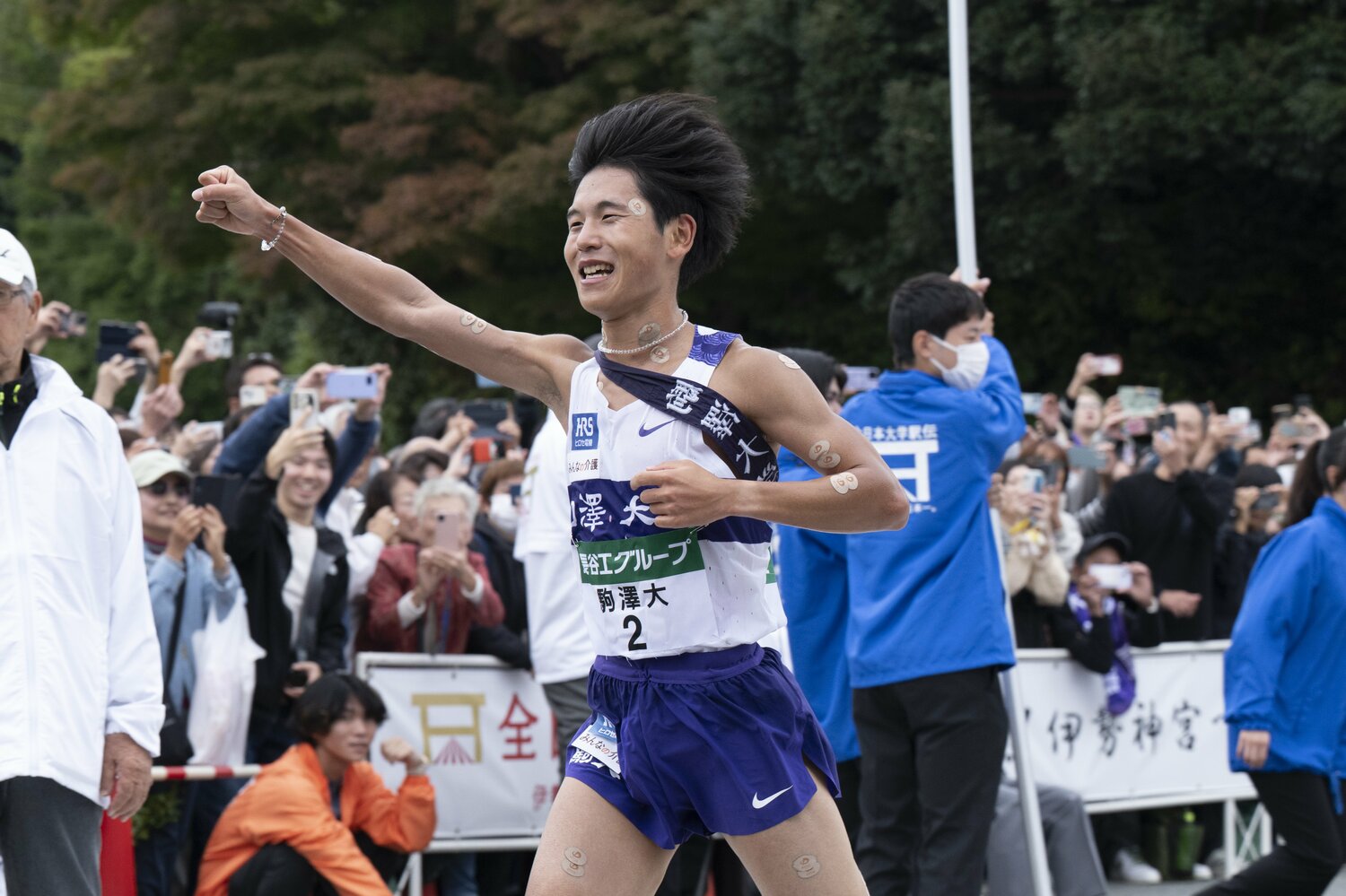 アンカーとしてゴールテープを切ったが、山川は自身の走りには満足していないという ©Tadashi Hosoda