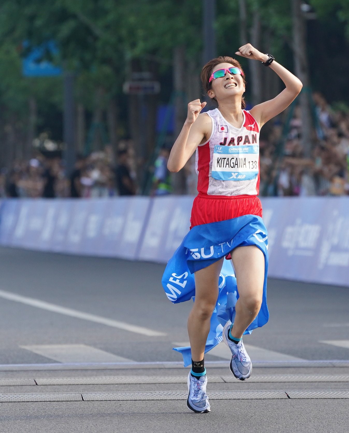 今夏ユニバ・女子ハーフマラソンで金メダルに輝いた北川　©AFLO