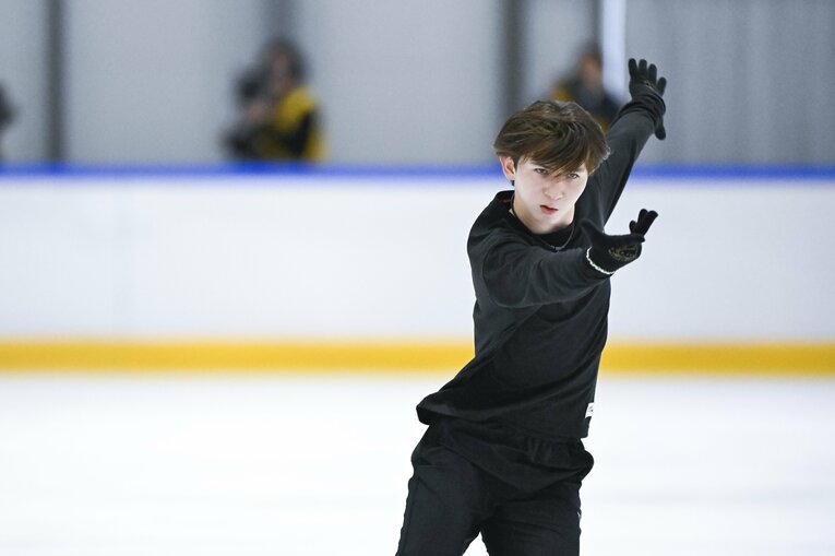 今季よりシニアに参戦するフィギュアジュニア世界王者の中田璃士（17歳）。関西アイスアリーナでの全日本強化合宿にて