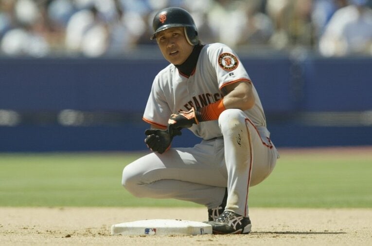 メジャー時代の新庄剛志。アメリカで3シーズンにわたりプレーした ／ photograph by Getty Images