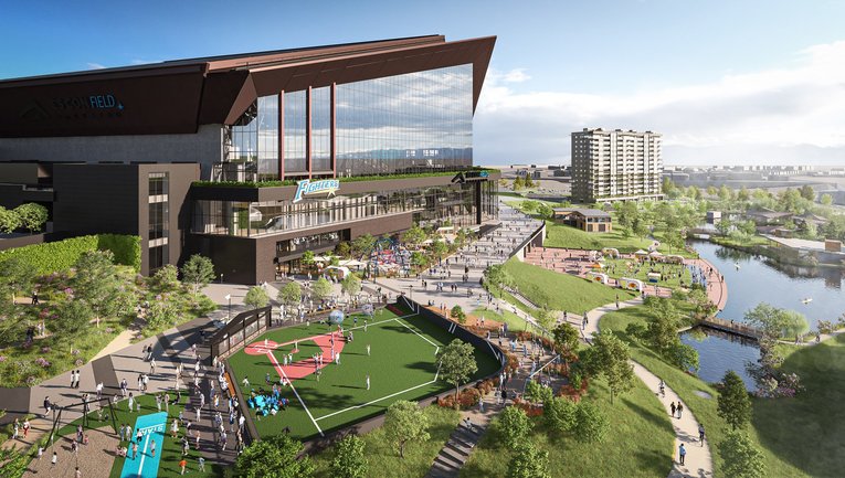 2023年に誕生する日本ハム新球場と周辺のイメージ図。“北広島”はどこにあるのだろうか？　　©JIJI PRESS／ファイターズスポーツ＆エンターテイメント提供