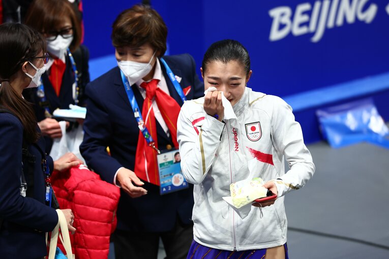 銅メダルを獲得し涙を流す坂本花織　©JMPA