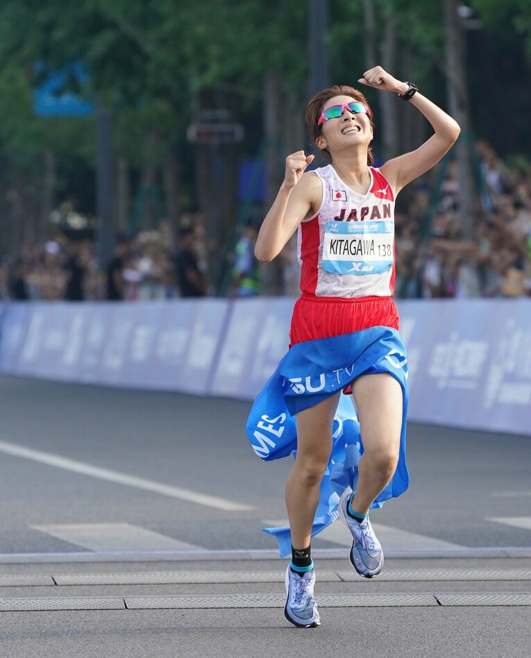 今夏ユニバ・女子ハーフマラソンで金メダルに輝いた北川　©AFLO