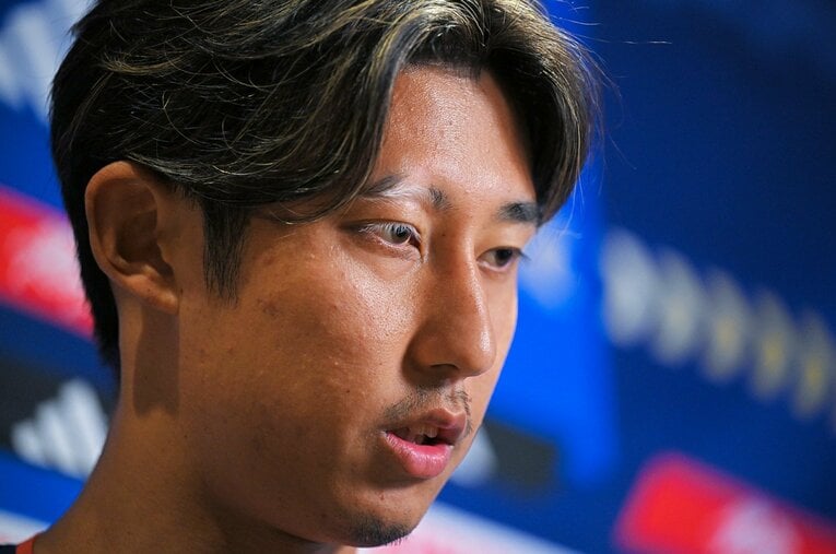 ブラジル戦翌日、囲み取材での伊藤洋輝。今回のW杯はフィールドプレーヤーで唯一のフルタイム出場を果たした ／ photograph by Takuya Kaneko/JMPA