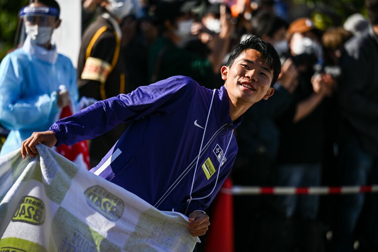 全日本大学駅伝1区を務めた駒大・円　©Nanae Suzuki
