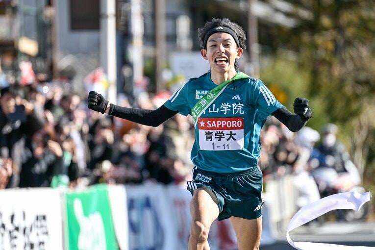 1月2日の往路、黒田朝日の激走で大逆転優勝を果たした青学大 ©Nanae Suzuki