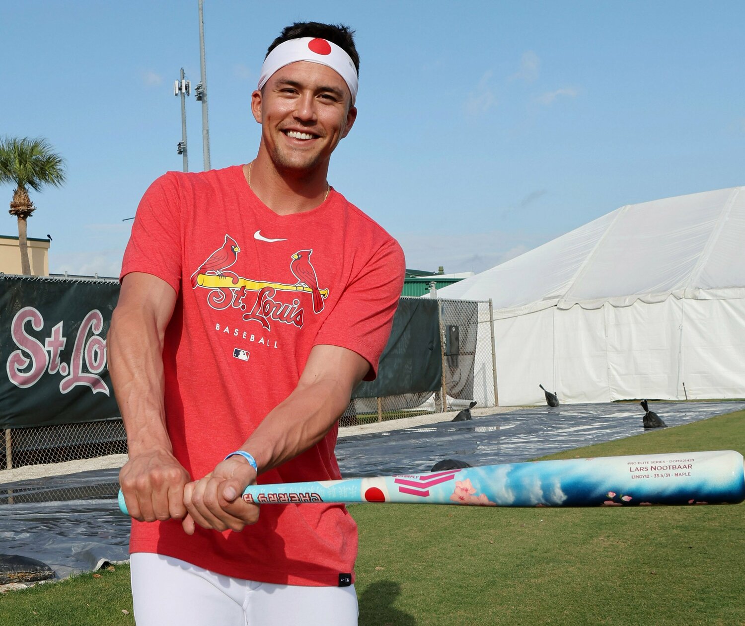 キャンプ入り後、意欲満々のヌートバー　©JIJI PRESS