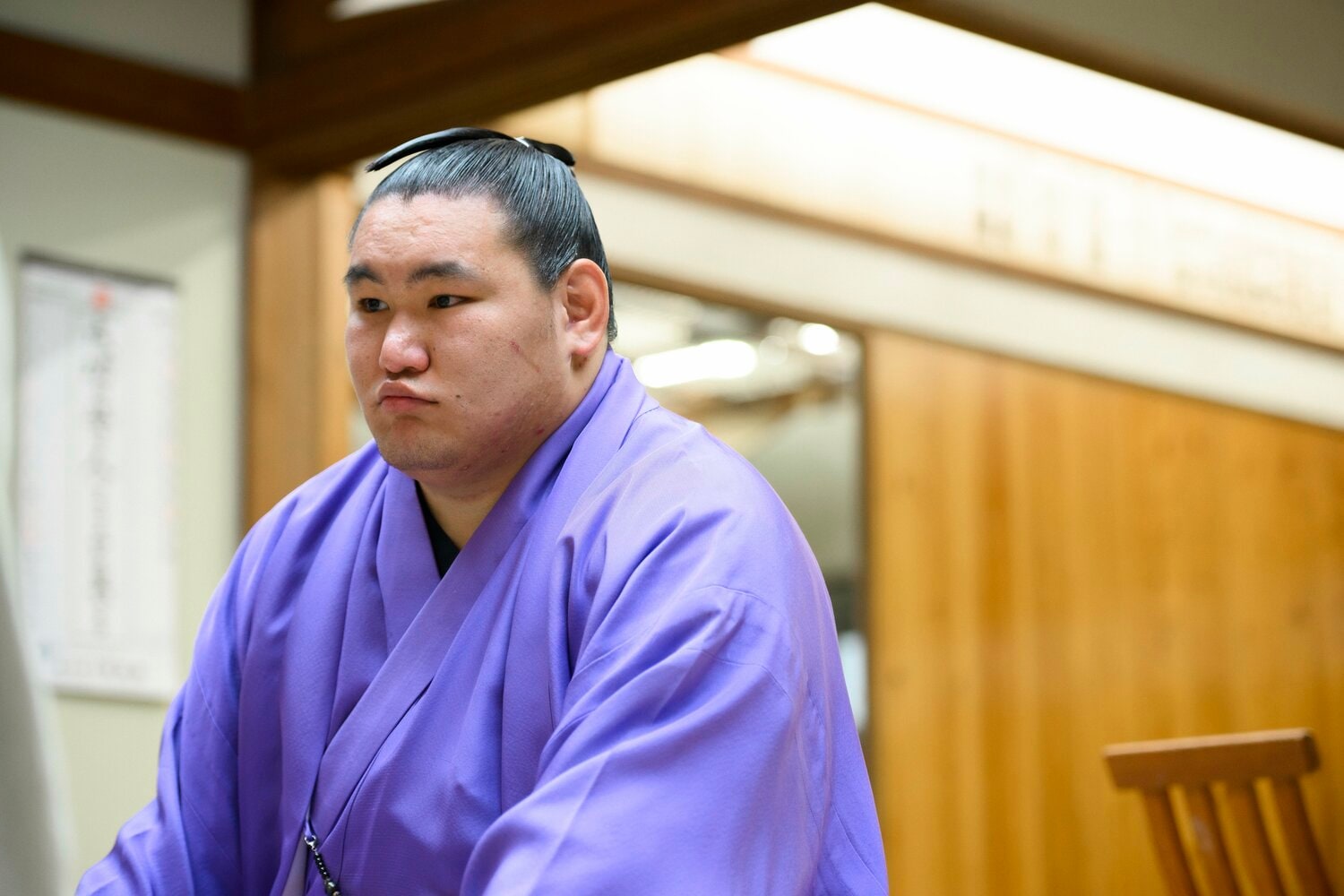 「朝青龍」の名を聞いた豊昇龍は複雑な表情を浮かべていた ©Asami Enomoto