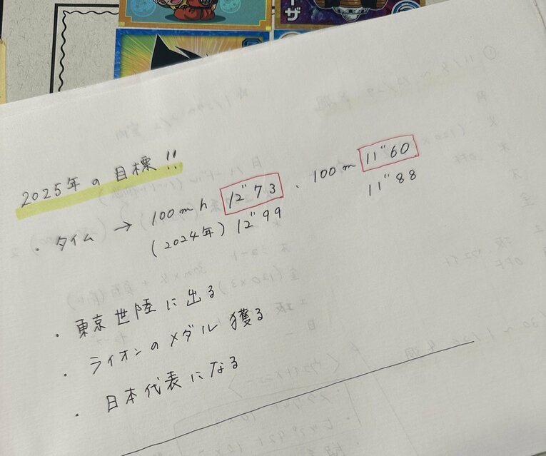今季の目標が書き込まれた中島のノート　©Hideaki Kato