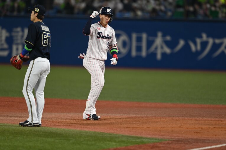 あわやサイクル安打の大活躍だったヤクルトの塩見©︎Naoya Sanuki