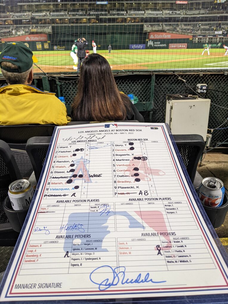 マイク・トラウト、カート・スズキ、テイラー・ウォード、マット・ダッフィー、ロバート・ザストリズニーがサインに応じてくれた　©Aki