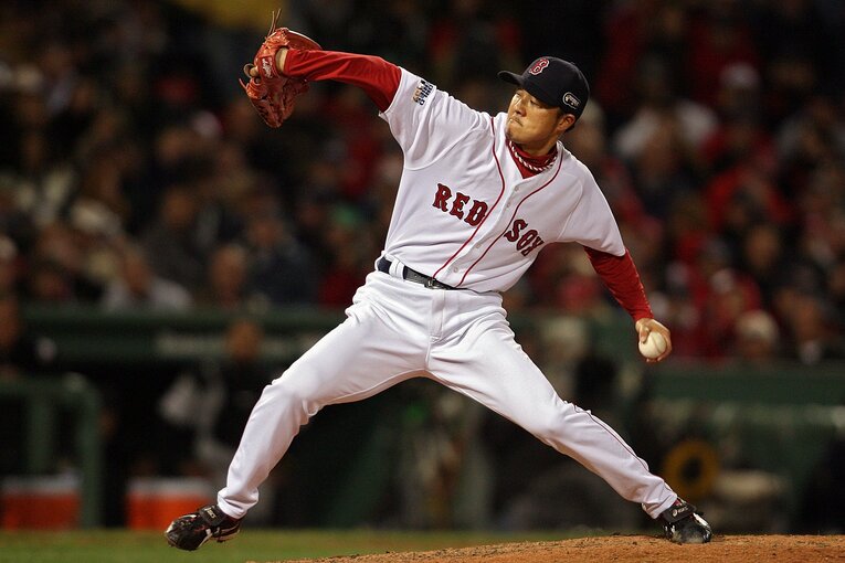 クローザーとしても活躍した岡島秀樹。日本人として初めてワールドシリーズのマウンドに立った　©︎Getty Images