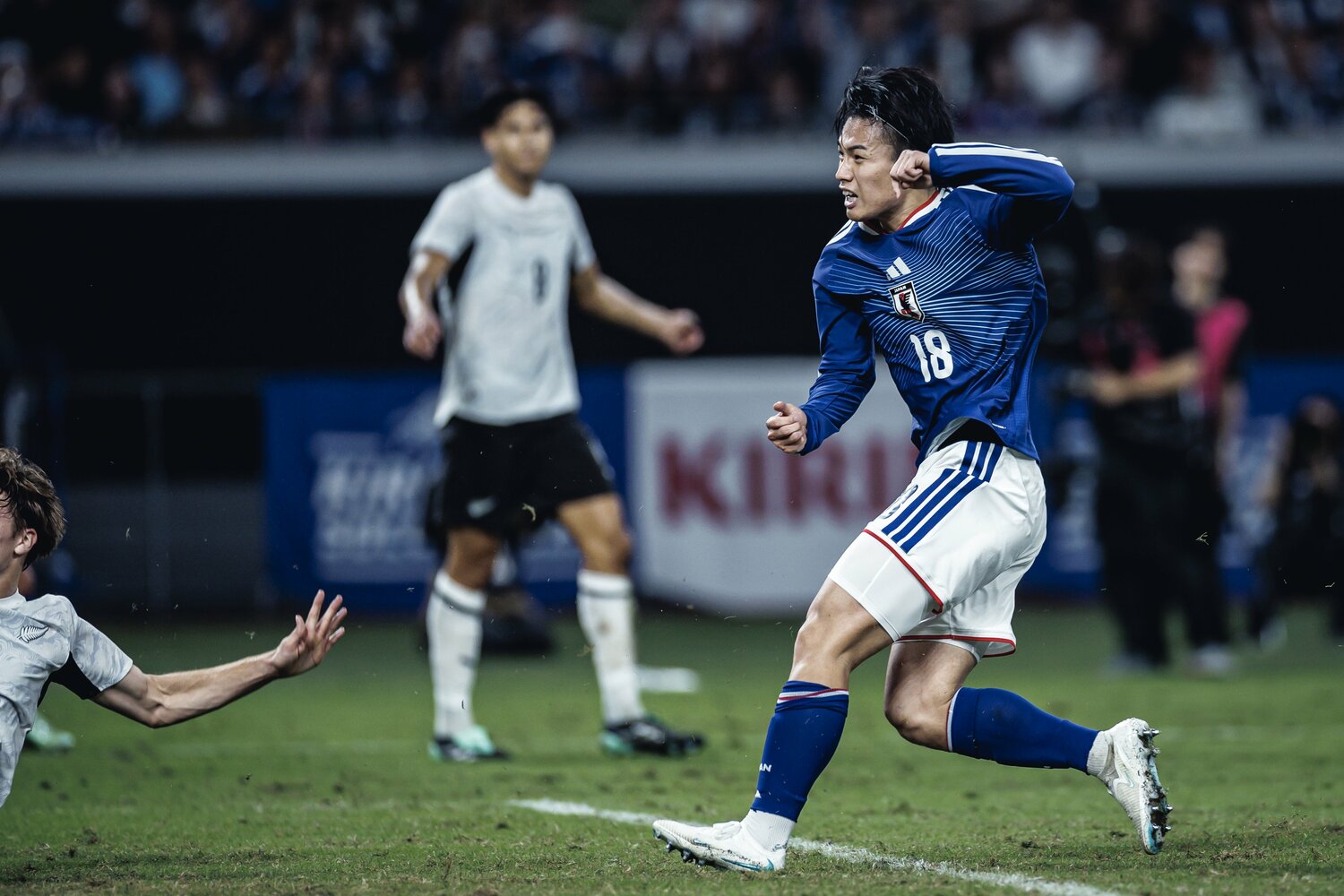 ニュージーランド戦、上田綺世の先制ゴールの瞬間 ©Kiichi Matsumoto