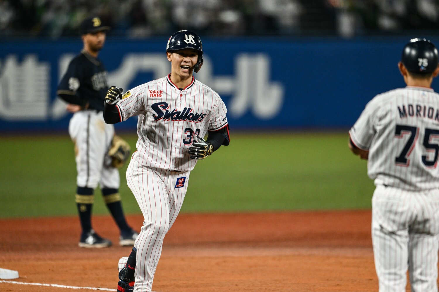 シリーズ第2戦で値千金の同点3ランを放ったヤクルト内山壮真　©︎Nanae Suzuki