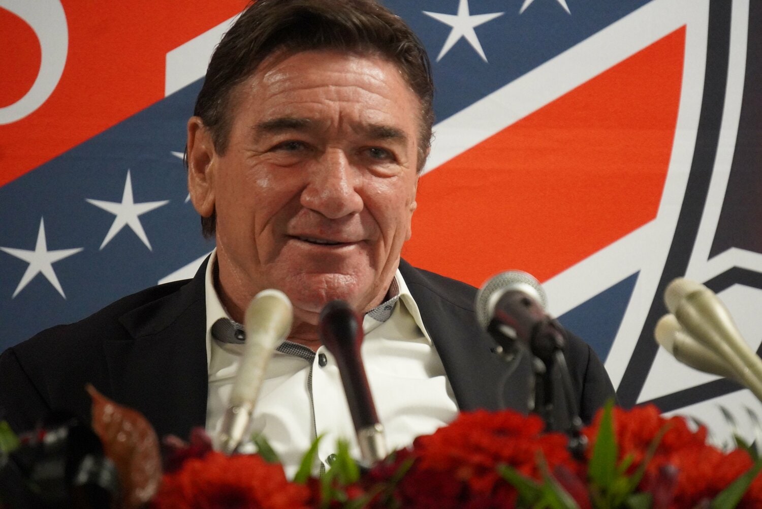 退任会見で　©Kei Sato