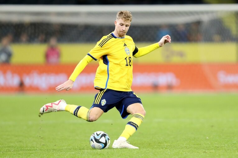 23年10月のスウェーデン代表戦に出場した際のグスタフソン　©Getty Images