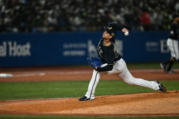 日本シリーズでは中継ぎとして4試合に登板し無失点に抑えたオリックスの宇田川　©︎Nanae Suzuki