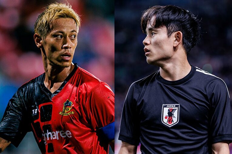 本田圭佑と久保建英。パレスチナ代表MFモハメド・ラシドにとって日本産レフティーは“憧れのフットボーラー”のようだ ／ photograph by Kiichi Matsumoto