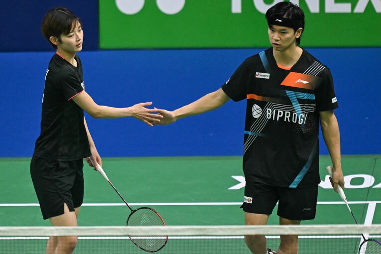 今年1月、インドネシアOPに出場した際の渡辺と田口　©AFLO