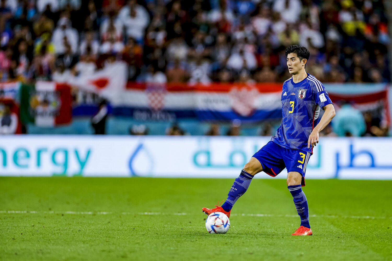 スペイン戦に続き、クロアチア戦でも安定したパフォーマンスを見せた谷口彰悟　©Kiichi Matsumoto/JMPA